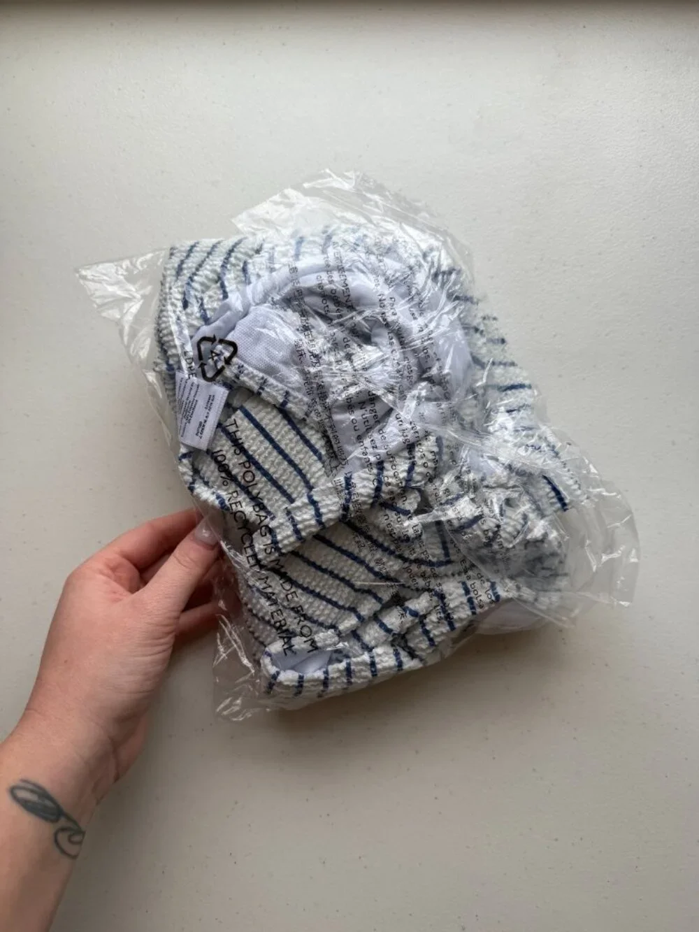 🏷 *NWT* J.Crew Scrunchie One Piece Swimsuit White Blue Stripe Size 14 🌊
